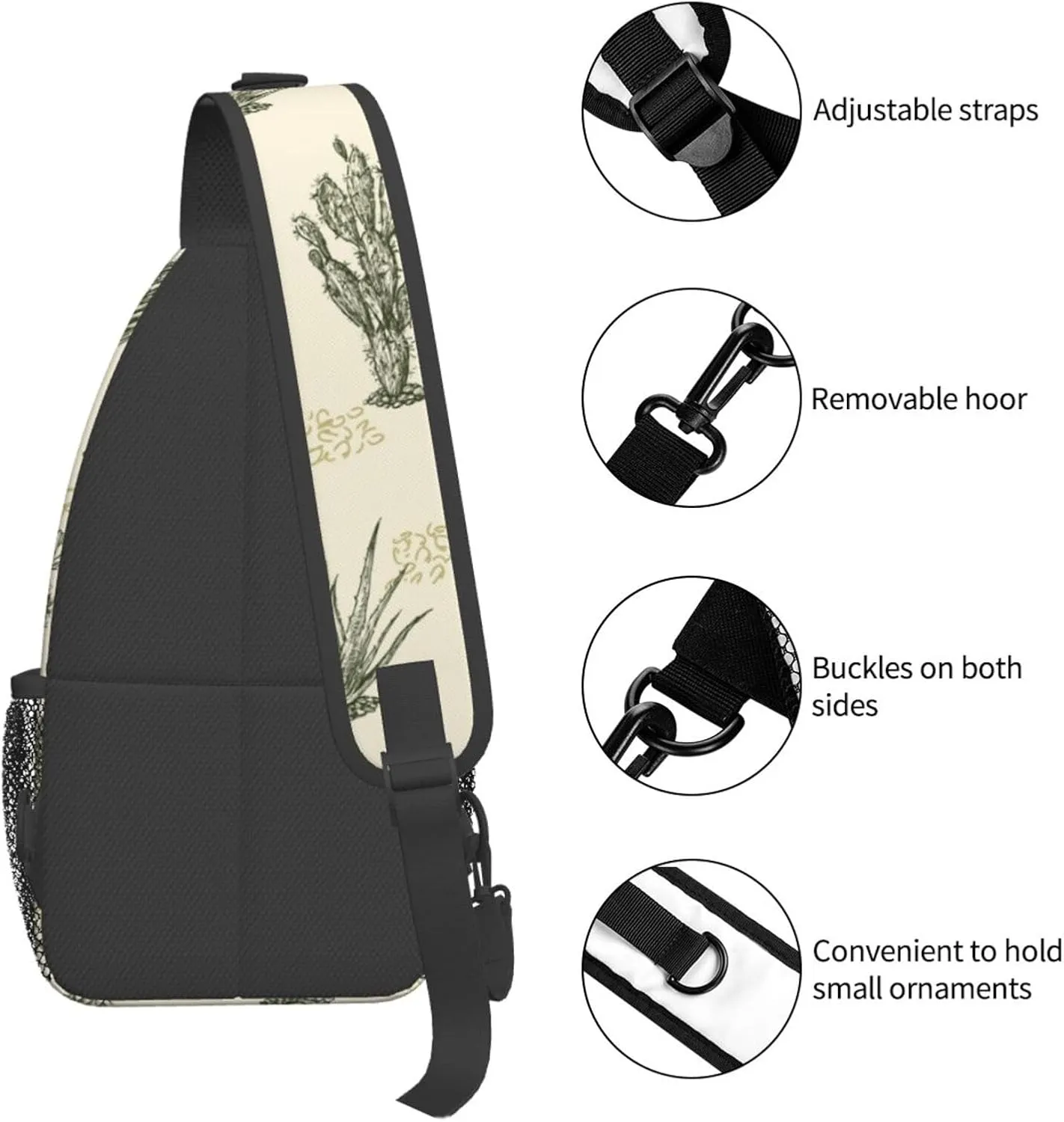 Cactuses Crossbody Sling Backpack Sling Bag Adjustable Chest Shoulder Daypack For Women Men