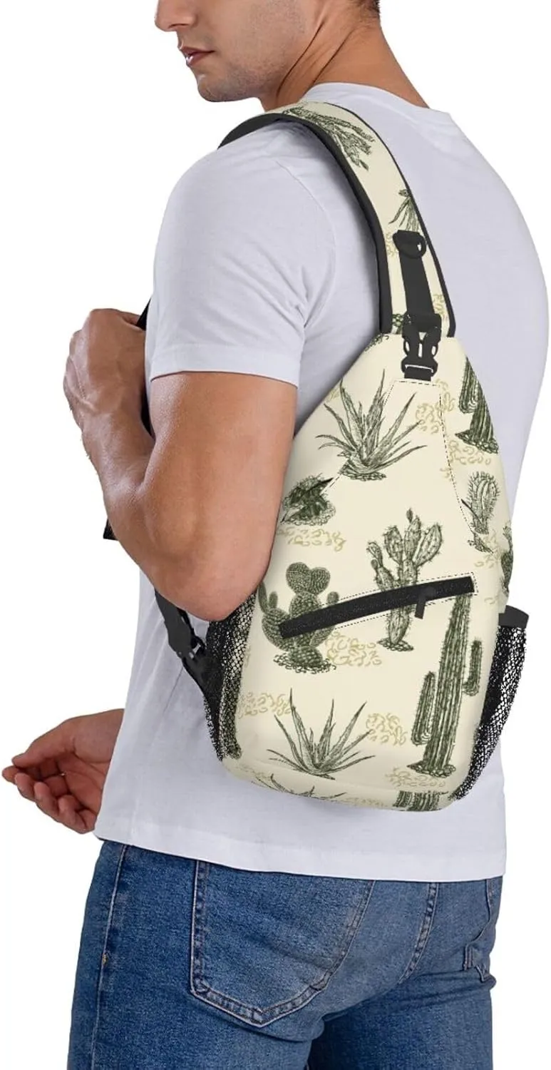 Cactuses Crossbody Sling Backpack Sling Bag Adjustable Chest Shoulder Daypack For Women Men