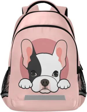 Caikeny French Bulldog Kids Backpack Daypack Dog Puppy College School Shoulder Bag Travel Laptop Backpack Book Bag for Kids