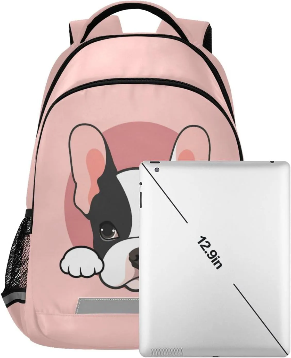 Caikeny French Bulldog Kids Backpack Daypack Dog Puppy College School Shoulder Bag Travel Laptop Backpack Book Bag for Kids