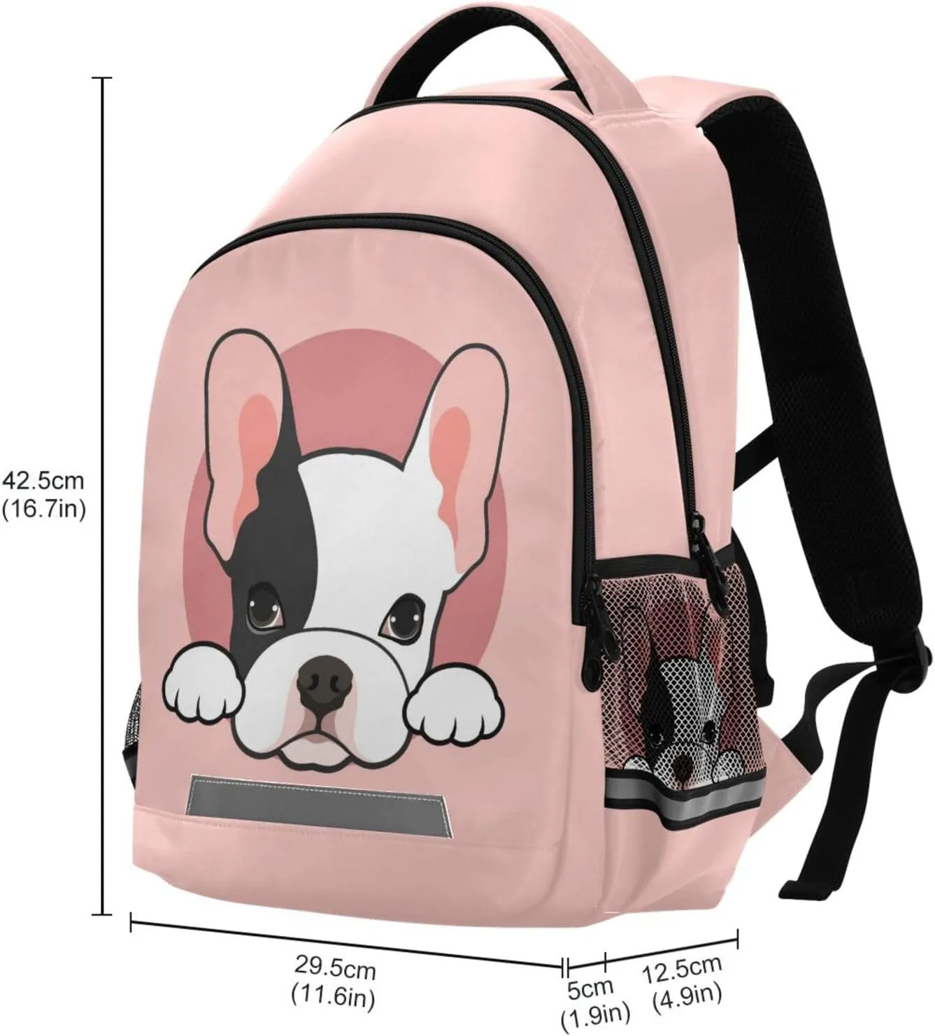 Caikeny French Bulldog Kids Backpack Daypack Dog Puppy College School Shoulder Bag Travel Laptop Backpack Book Bag for Kids