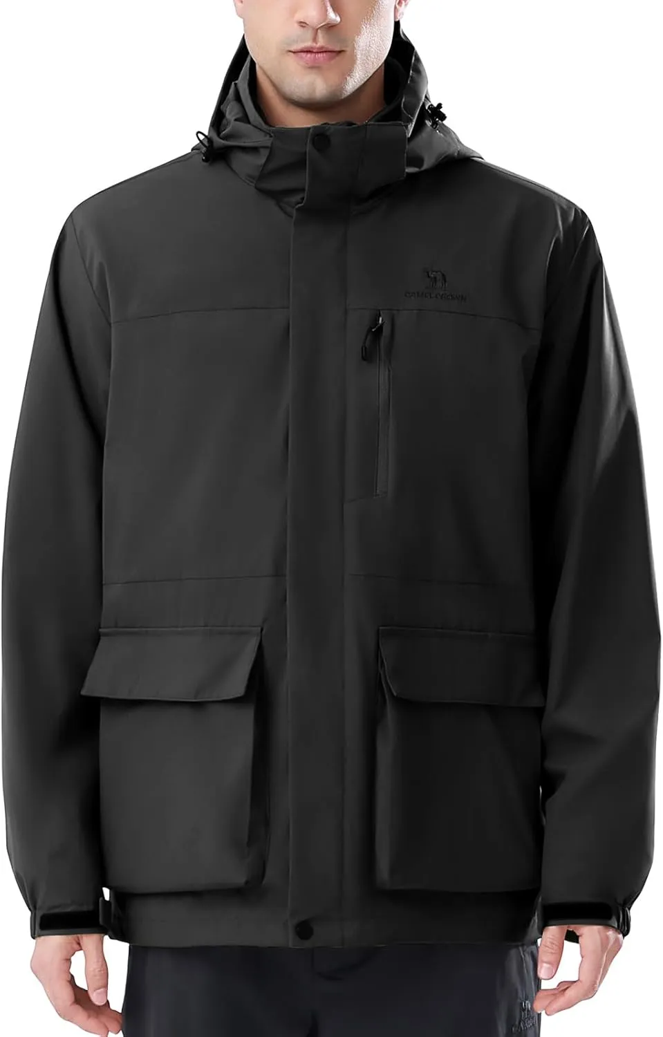 CAMEL CROWN Men's Ski Jacket 3 in 1 Waterproof Winter Jacket Snow Jacket Windproof Hooded with Inner Warm Fleece Coat