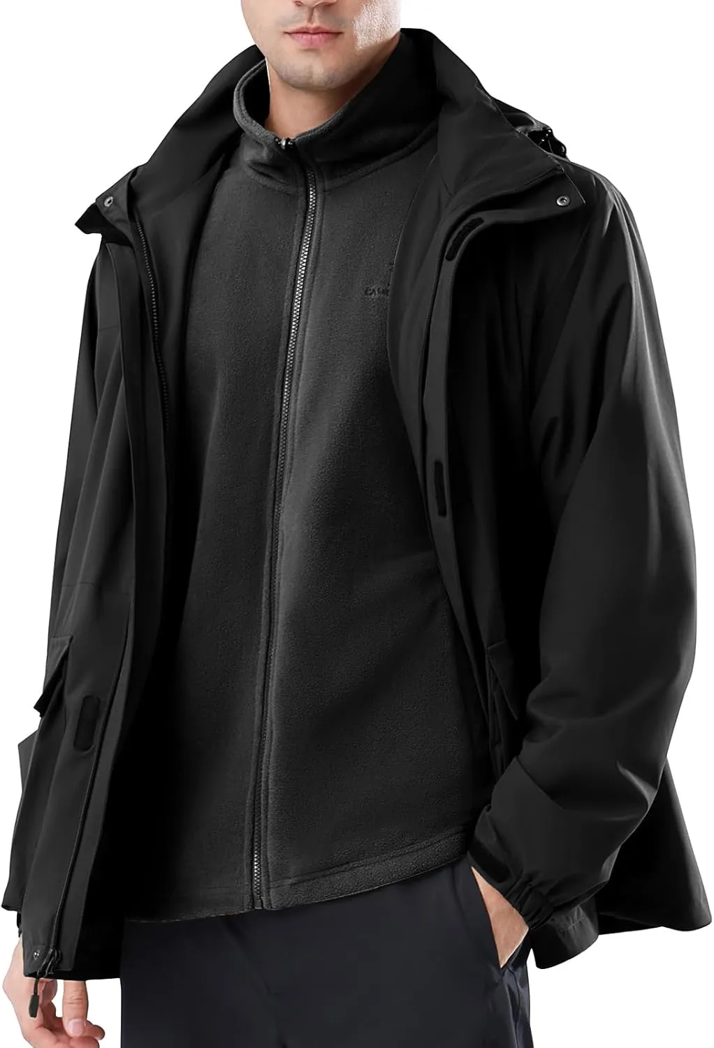 CAMEL CROWN Men's Ski Jacket 3 in 1 Waterproof Winter Jacket Snow Jacket Windproof Hooded with Inner Warm Fleece Coat
