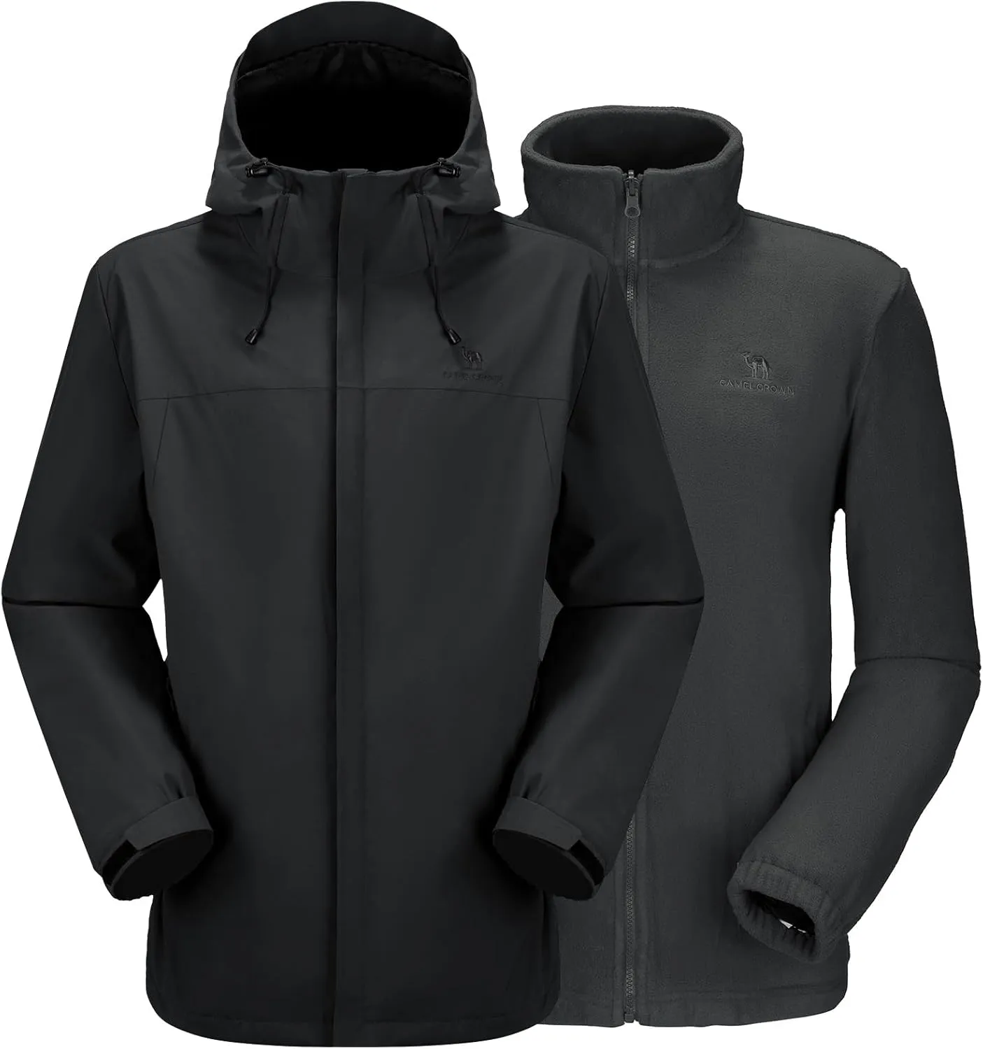 CAMEL CROWN Men's Winter Ski Jacket 3 in 1 Mountain Snow Waterproof Coat Warm Snowboard Jacket with Hooded