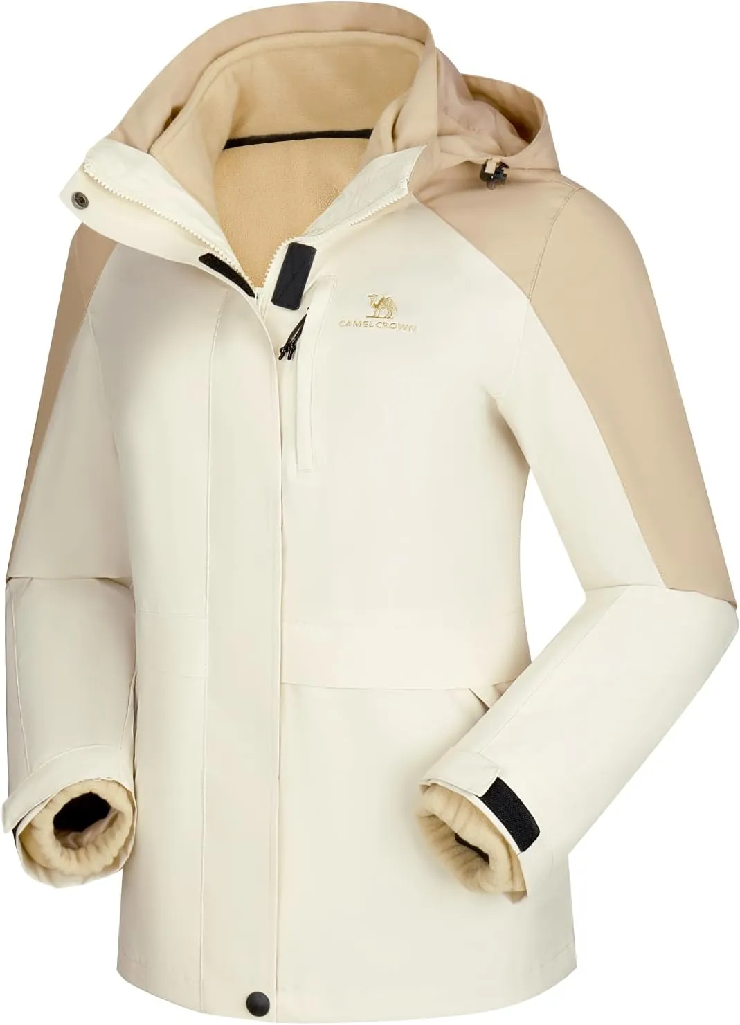 CAMEL CROWN Women Ski Jacket Waterproof 3 in 1 Winter Snow Mountain Coat Warm Fleece Windbreaker Hooded Snowboarding Jackets