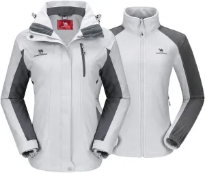 CAMEL CROWN Women's Ski Jacket Waterproof 3 in 1 Winter Jacket Windproof Warm Fleece Hooded Snowboard Mountain Snow Coat