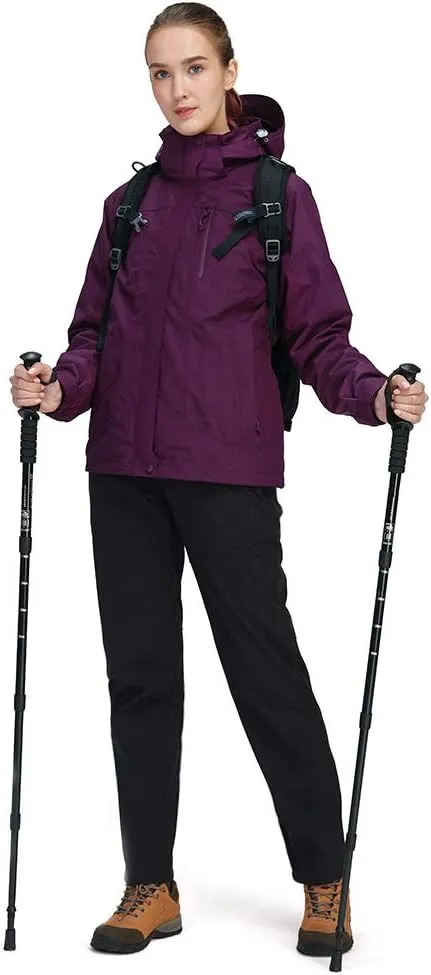 CAMEL CROWN Women's Ski Jacket Waterproof 3 in 1 Winter Jacket Windproof Warm Fleece Hooded Snowboard Mountain Snow Coat