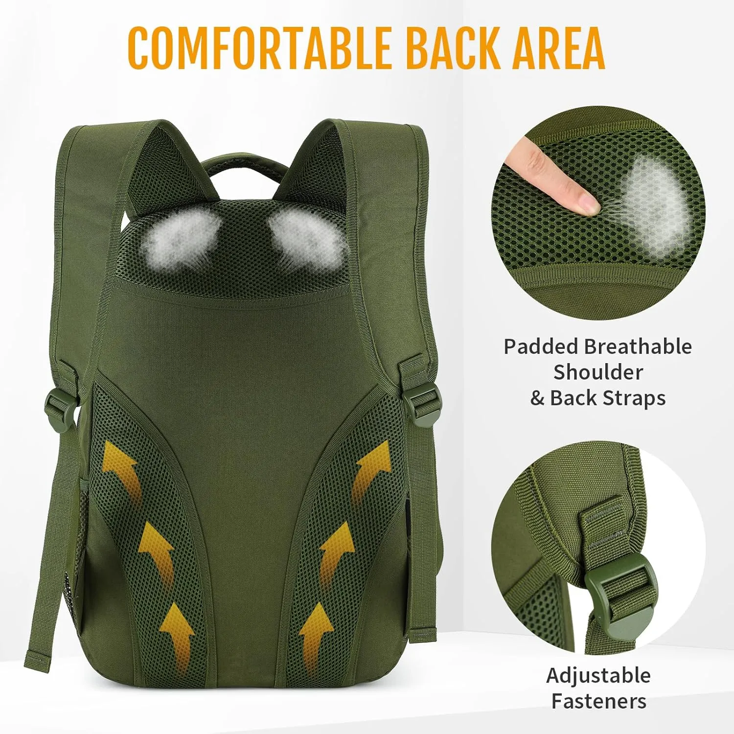 CamGo 15L Mini Backpack for Men Small Tactical Hiking Daypack Molle Gear Rucksack for Hunting Camping Bag with Patch, Army Green