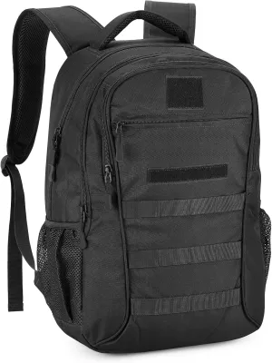 CamGo 25L Tactical Backpack for Men Women Military Hiking Daypacks Molle Travel Rucksack for Outdoor Sports Daily Work (#25L-Black)