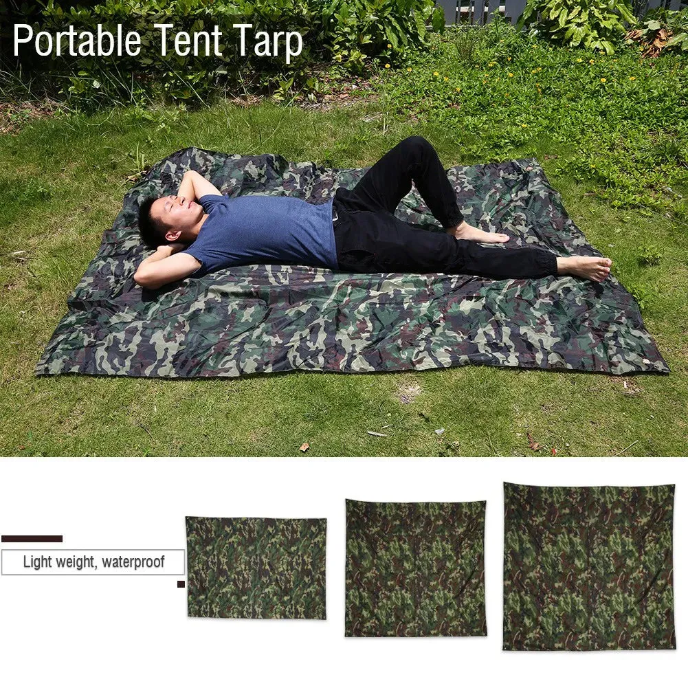 Camouflage Outdoor Camping Survival Sun Tent Shelter Tarp Portable Lightweight Rainproof Mat RainTent Tarp Shelter