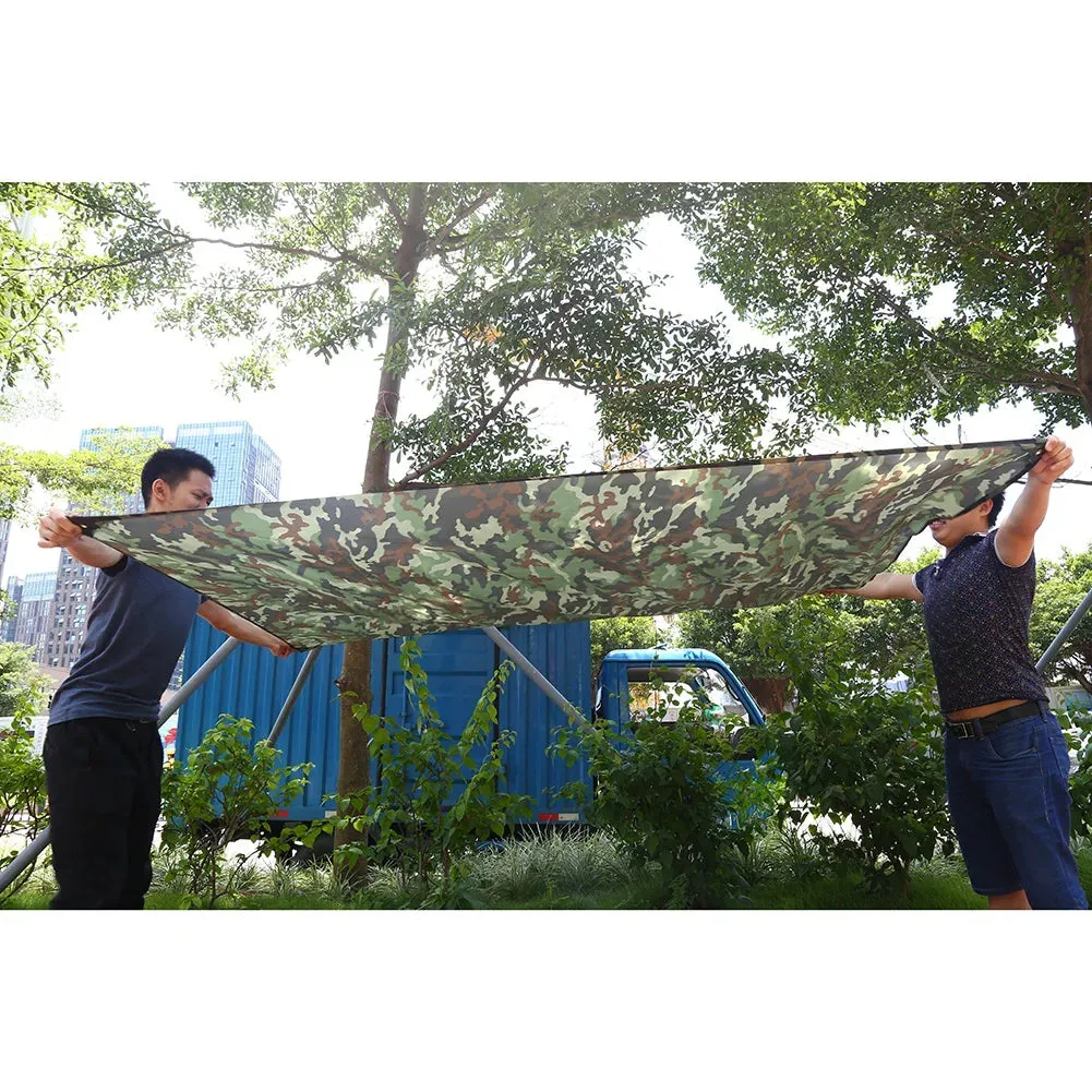 Camouflage Outdoor Camping Survival Sun Tent Shelter Tarp Portable Lightweight Rainproof Mat RainTent Tarp Shelter