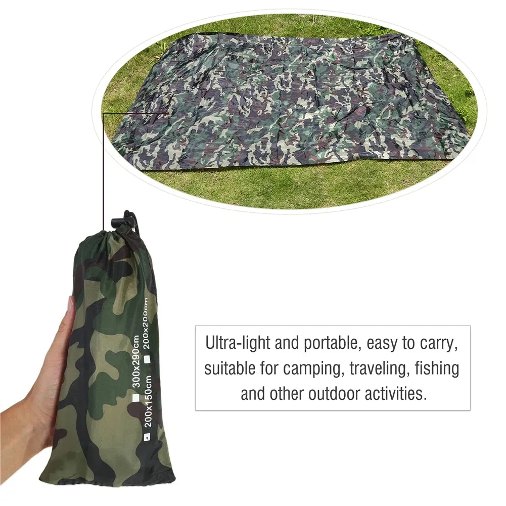 Camouflage Outdoor Camping Survival Sun Tent Shelter Tarp Portable Lightweight Rainproof Mat RainTent Tarp Shelter