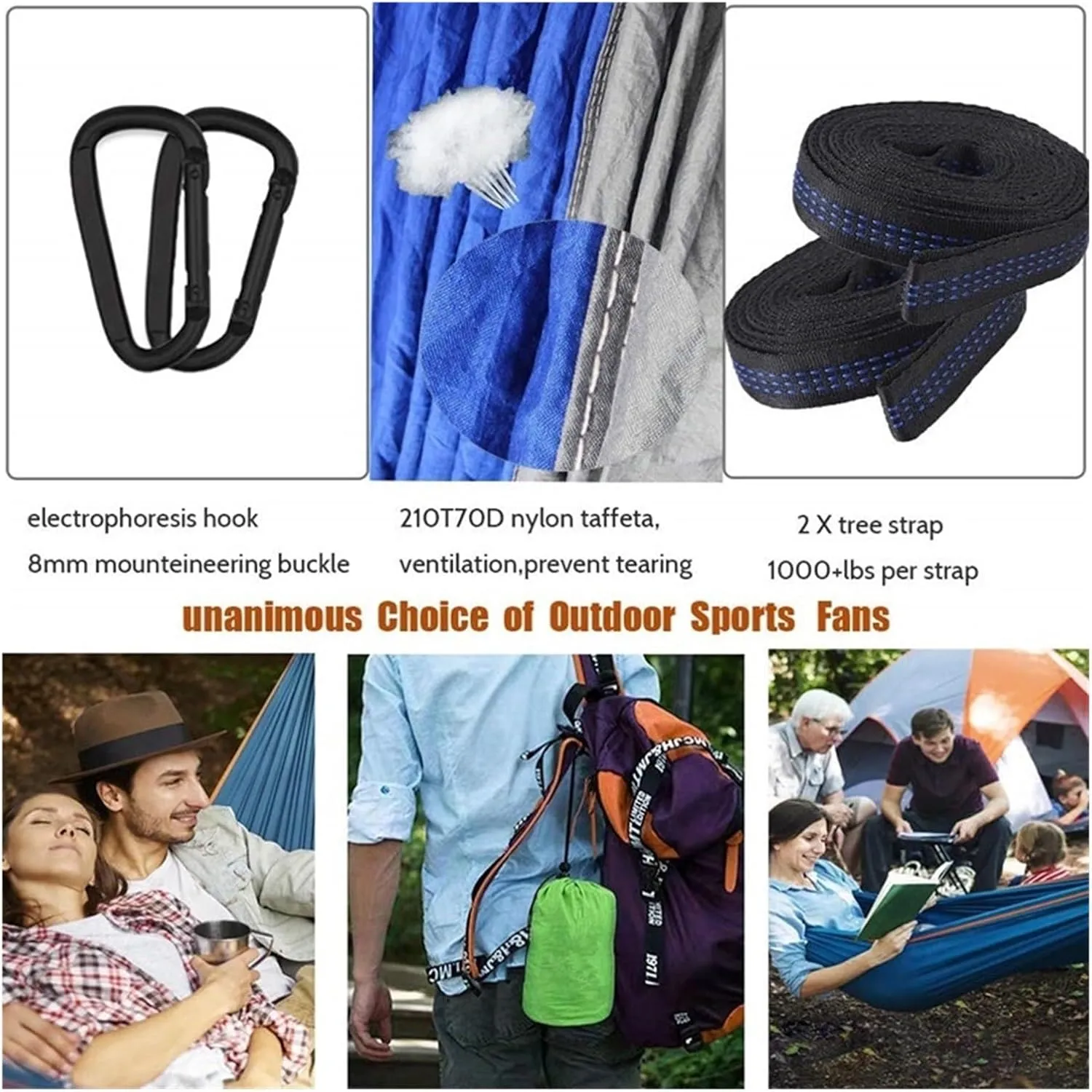 Camp Camping Hammock with Mosquito Net Portable Parachute 6 Strap Double Travel Hammock,Outdoor Backpacking Hammock Swing Chair Strong, Dark Green