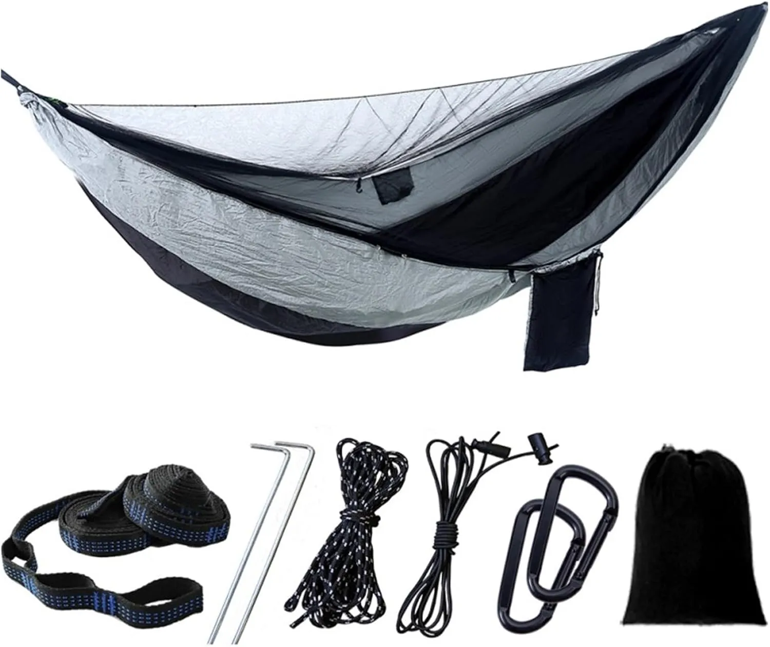 Camp Camping Hammock with Mosquito Net Portable Parachute 6 Strap Double Travel Hammock,Outdoor Backpacking Hammock Swing Chair Strong, Dark Green