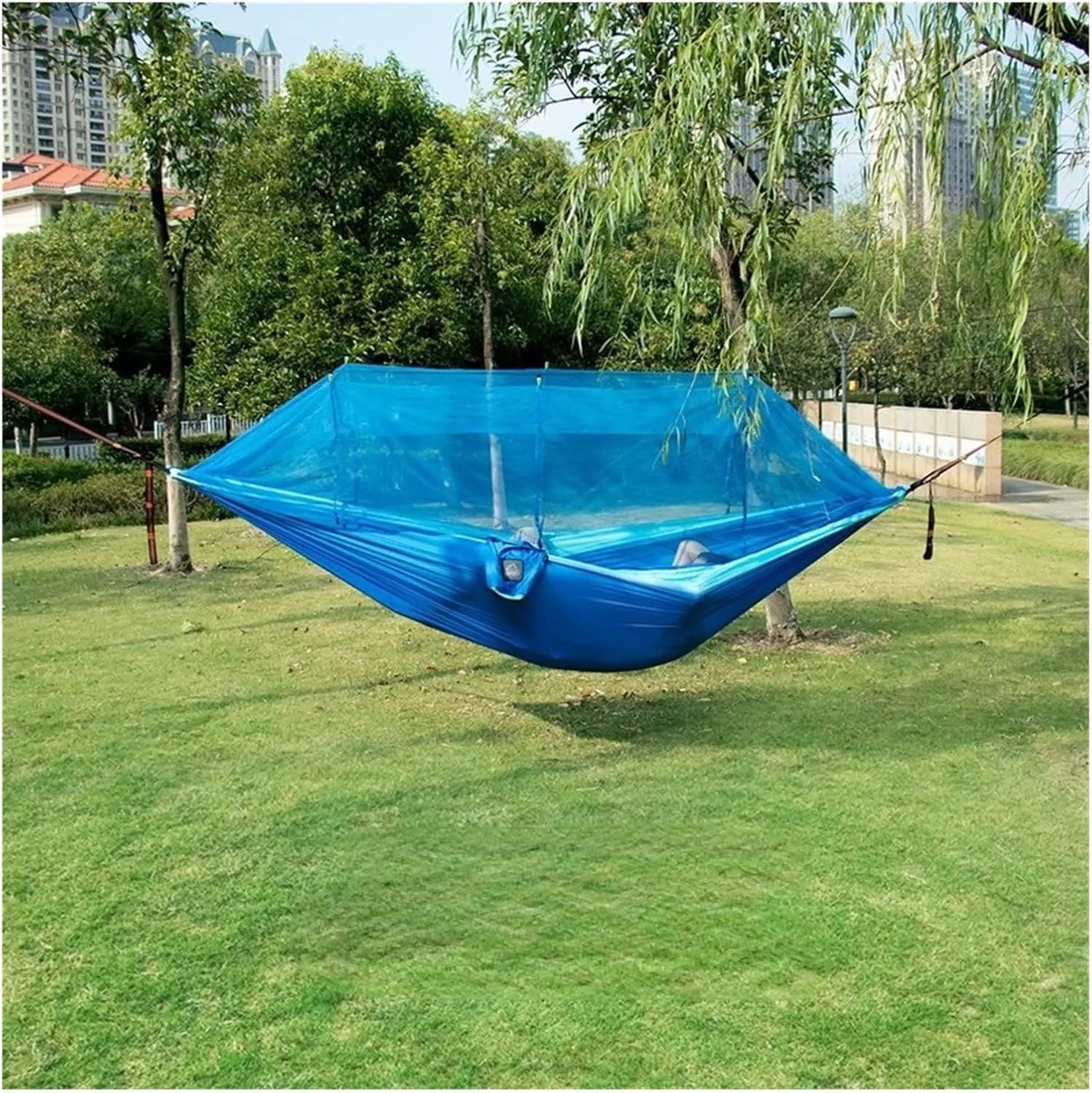 Camp Double Mosquito Net Hammock 300×200CM Plus Size Outdoor -Mosquito Hammock Umbrella Cloth Nylon -Rollover Camping Strong, Royal Blue