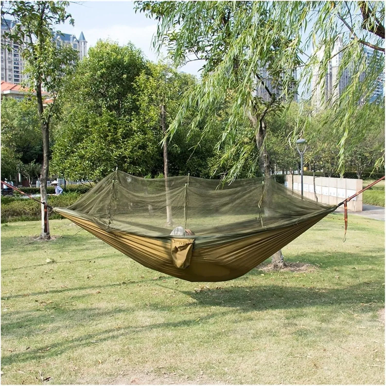 Camp Double Mosquito Net Hammock 300×200CM Plus Size Outdoor -Mosquito Hammock Umbrella Cloth Nylon -Rollover Camping Strong, Royal Blue