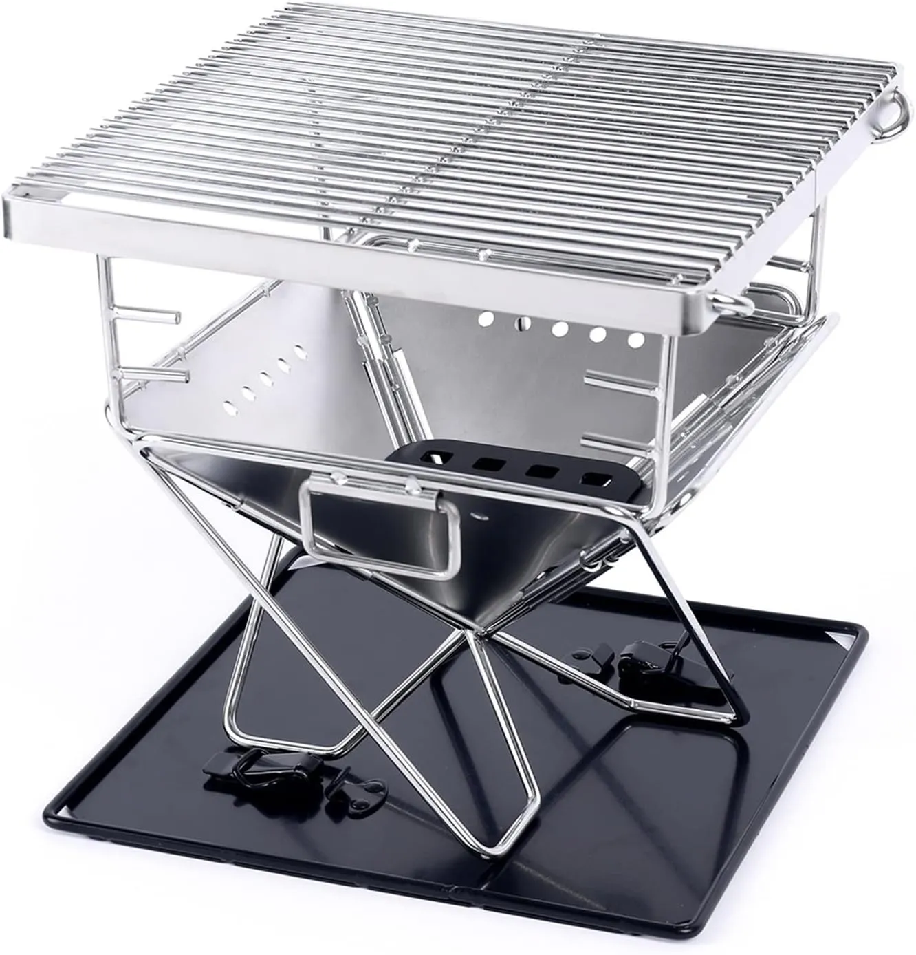 Camp Stoves,Folding Campfire Grill, with Cooking Grill,Stainless Steel Portable Camping Grill, for Outdoor, Grill, Picnic, BBQ, Hunting, Fishing (Size : 50.5x44.5x43cm)