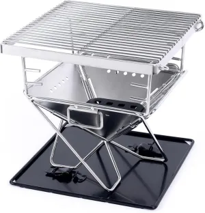 Camp Stoves,Folding Campfire Grill, with Cooking Grill,Stainless Steel Portable Camping Grill, for Outdoor, Grill, Picnic, BBQ, Hunting, Fishing (Size : 50.5x44.5x43cm)