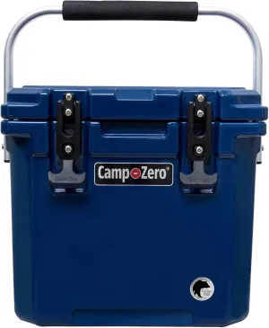CAMP-ZERO 12L-12.6 Quart Portable Hard Cooler Ice Chest, Perfect for Drinks, Lunch, Beach, Picnics, Boating, Camping and Travel with 2 Molded-in Cup Holders and Folding Aluminum Handle | Navy Blue