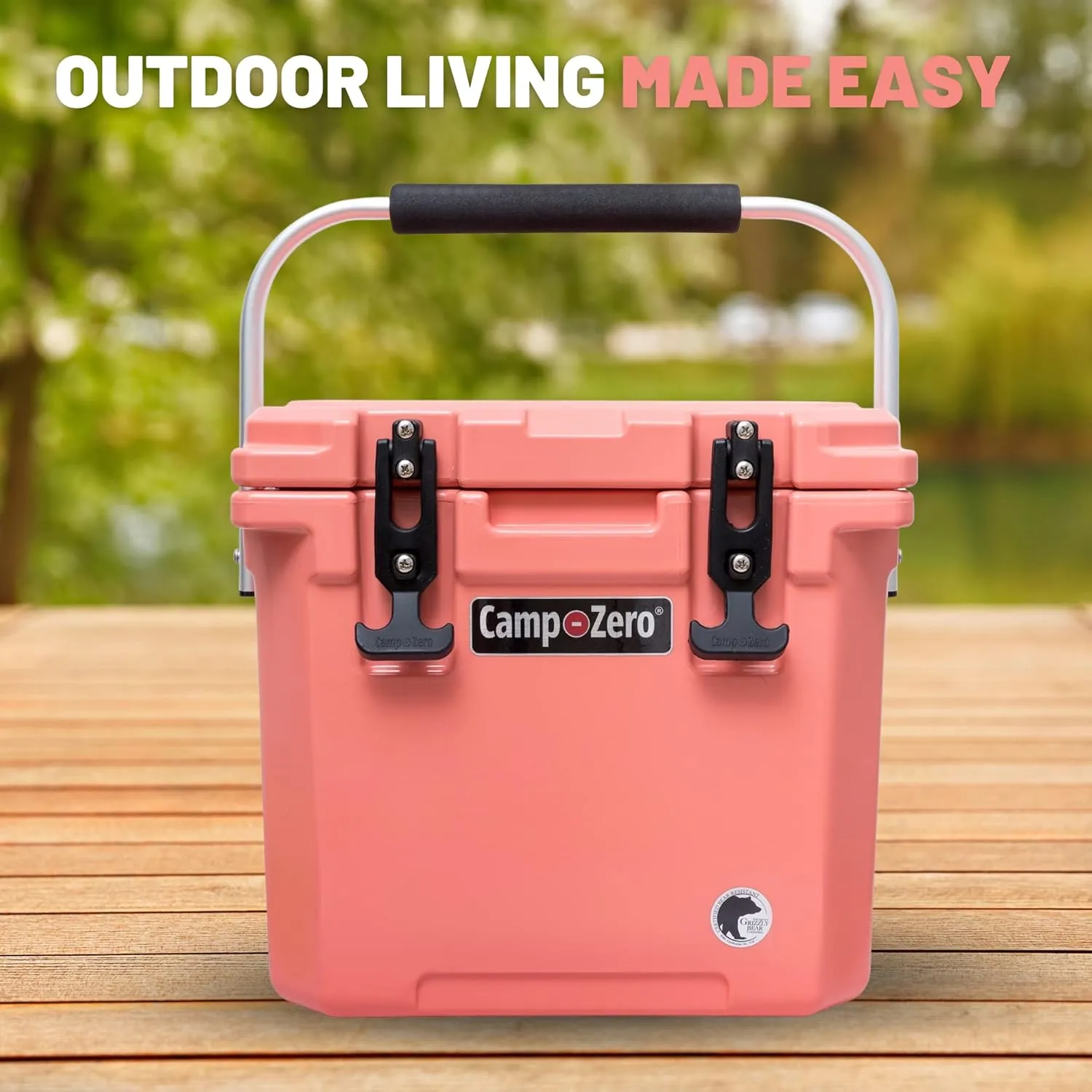 CAMP-ZERO 12L-12.6 Quart Portable Hard Cooler Ice Chest, Perfect for Drinks, Lunch, Beach, Picnics, Boating, Camping and Travel with 2 Molded-in Cup Holders and Folding Aluminum Handle