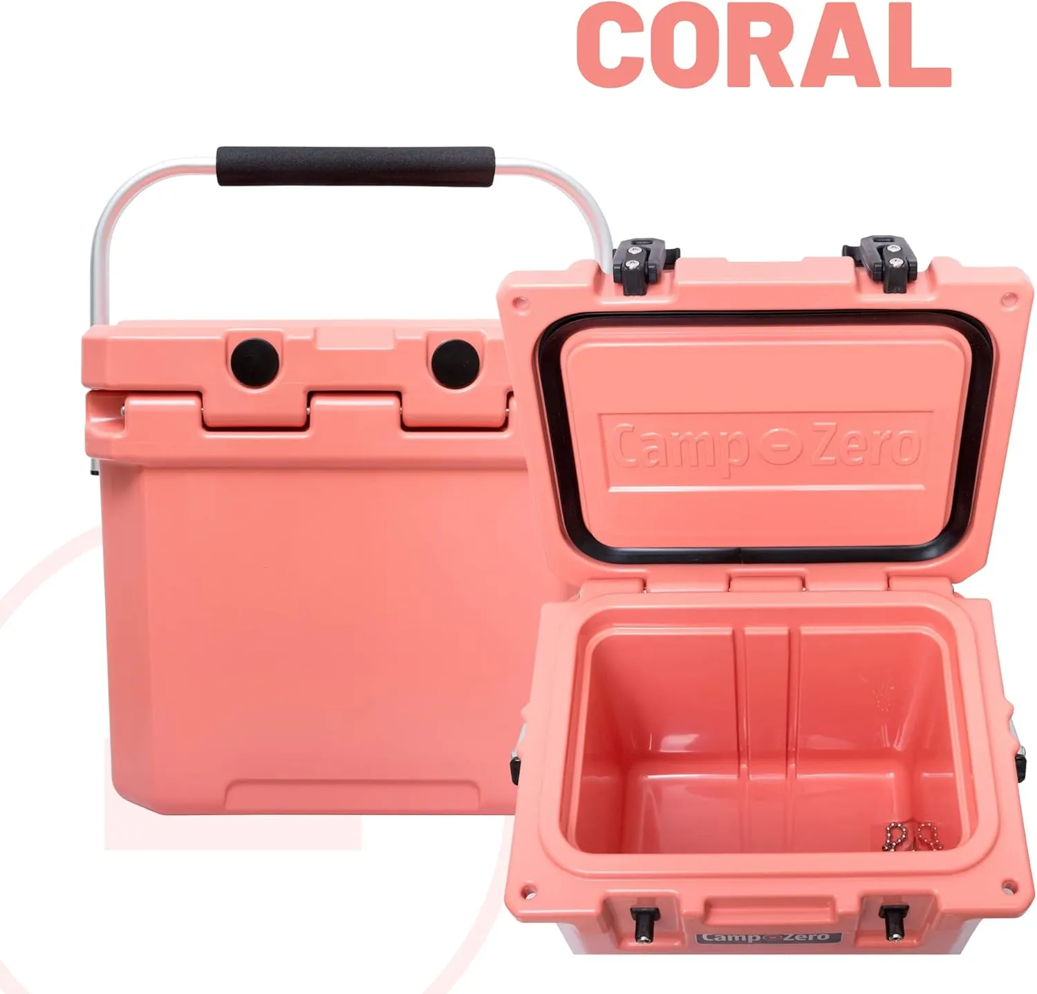 CAMP-ZERO 12L-12.6 Quart Portable Hard Cooler Ice Chest, Perfect for Drinks, Lunch, Beach, Picnics, Boating, Camping and Travel with 2 Molded-in Cup Holders and Folding Aluminum Handle