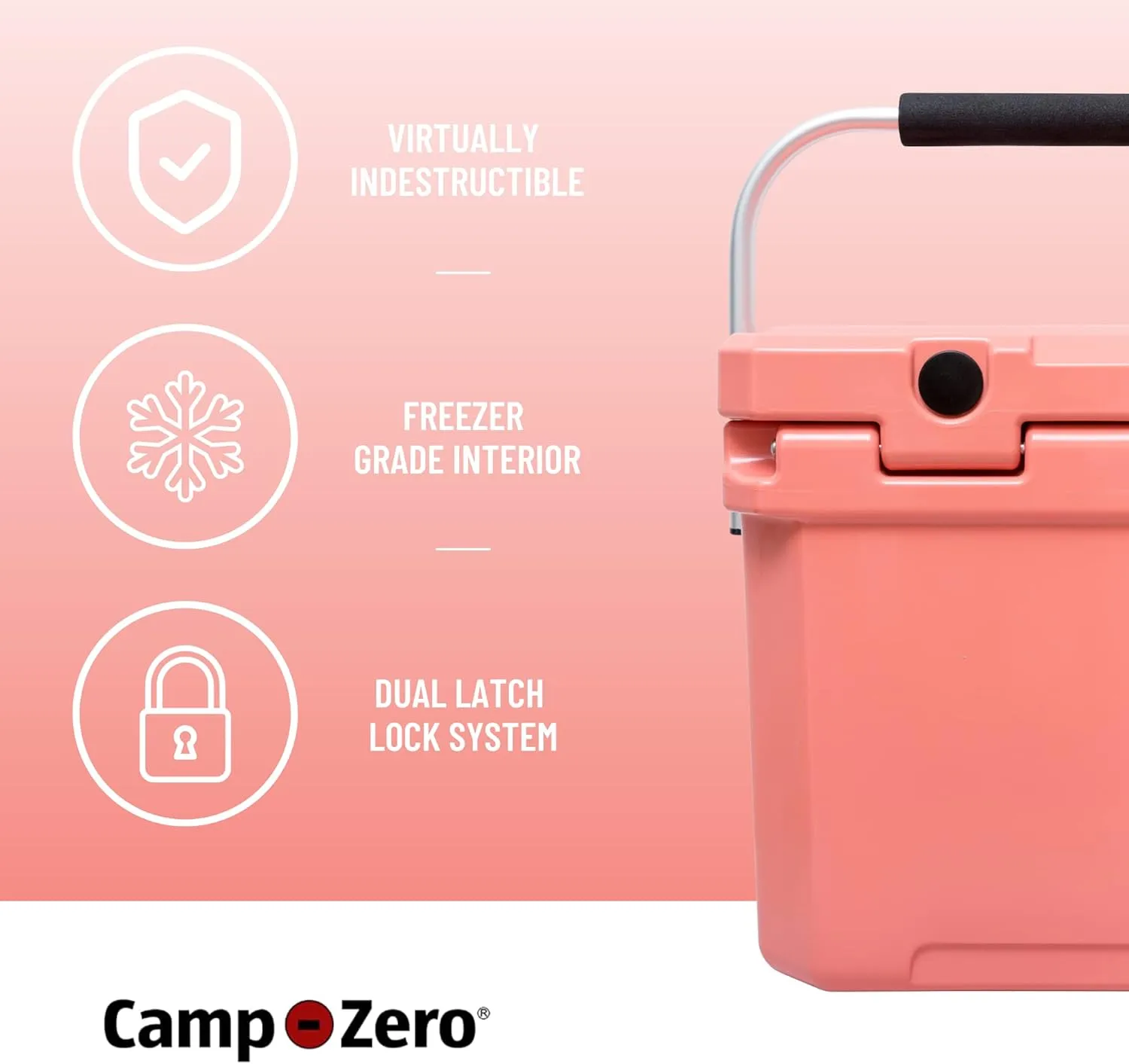 CAMP-ZERO 12L-12.6 Quart Portable Hard Cooler Ice Chest, Perfect for Drinks, Lunch, Beach, Picnics, Boating, Camping and Travel with 2 Molded-in Cup Holders and Folding Aluminum Handle