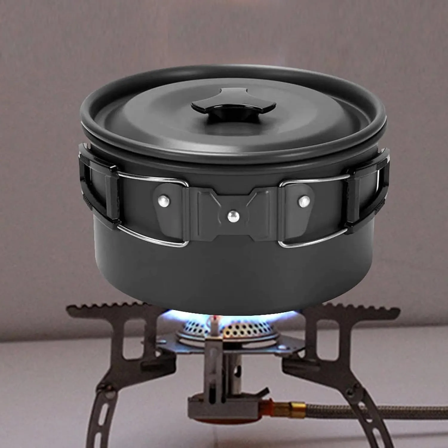 Camping Cookware Portable Pot Pan Cup Teaport Set Folding Outdoor Cooking Set Hiking Picnic Tableware Tool Travel Equipment (Color : B)