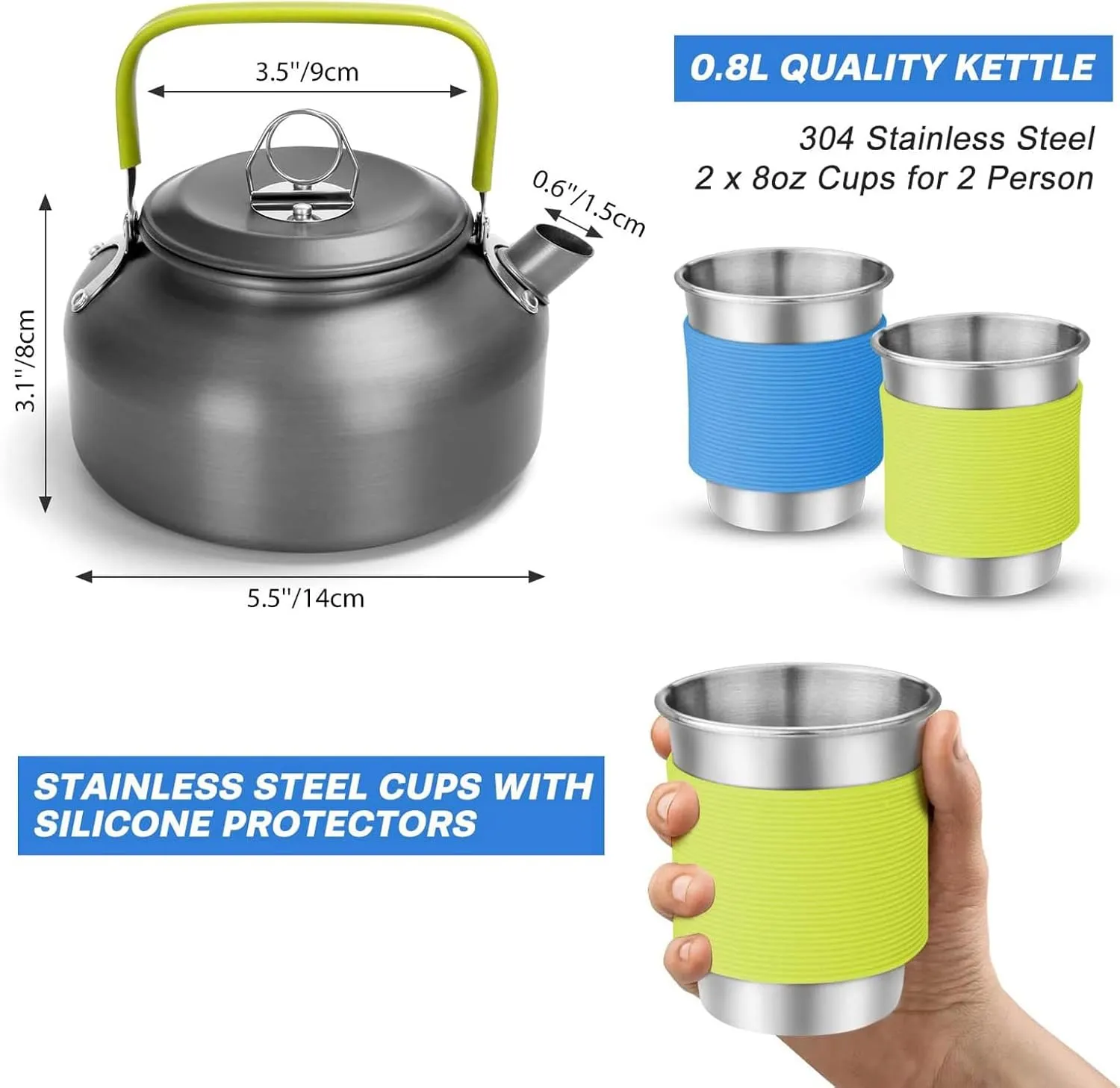 Camping Cookware Set Cooking Equipment for Camping Hiking and Picnics for 2 People All in One Compact Camp Cooking Set