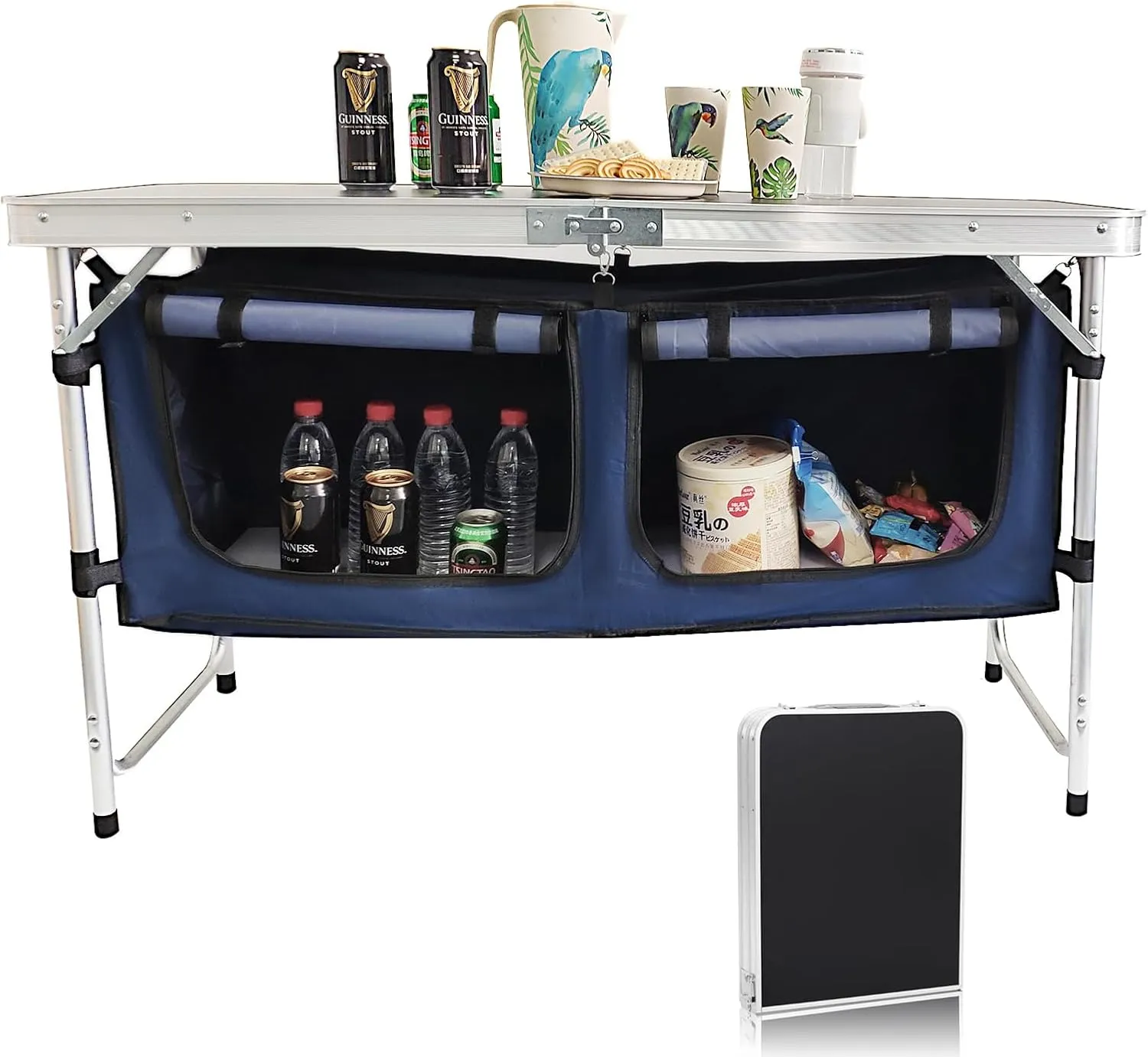 Camping Folding Aluminum Table with Adjustable Legs for Outdoor Travel Beach, Backyards, BBQ, Party and Picnic Foldable Table