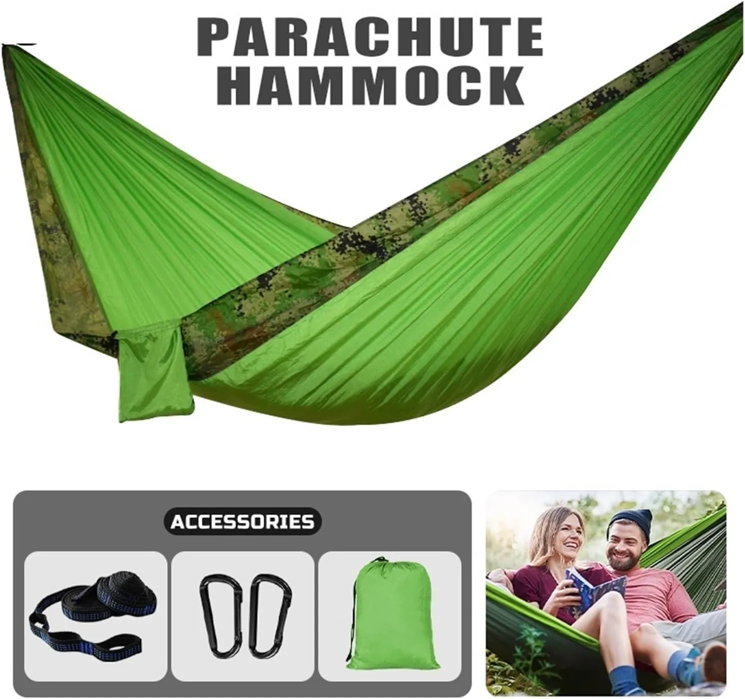 Camping Hammock 102x55inch Outdoor Double Camping Hammock with Tree Strap Lightweight Nylon Hammock Swing Chair for Hiking Garden