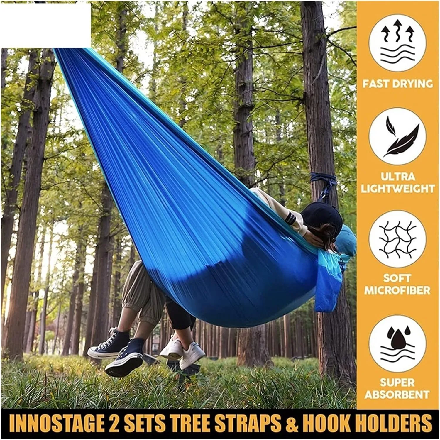 Camping Hammock 102x55inch Outdoor Double Camping Hammock with Tree Strap Lightweight Nylon Hammock Swing Chair for Hiking Garden
