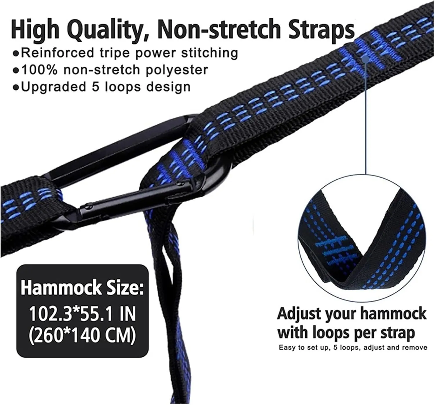 Camping Hammock 102x55inch Outdoor Double Camping Hammock with Tree Strap Lightweight Nylon Hammock Swing Chair for Hiking Garden