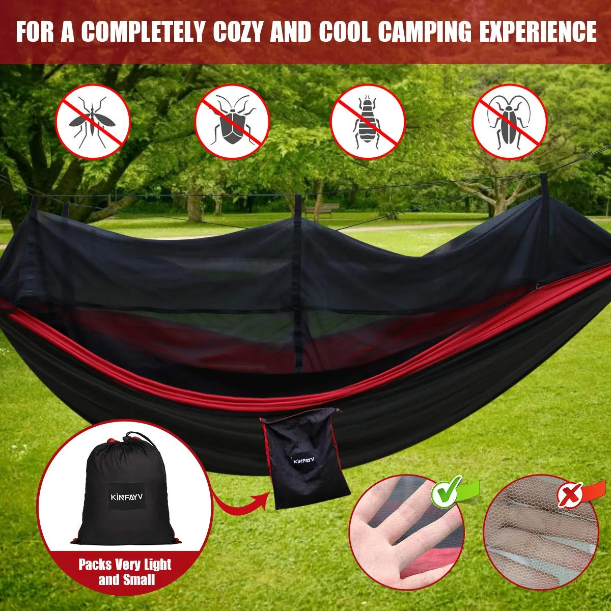Camping Hammock - Black & Red