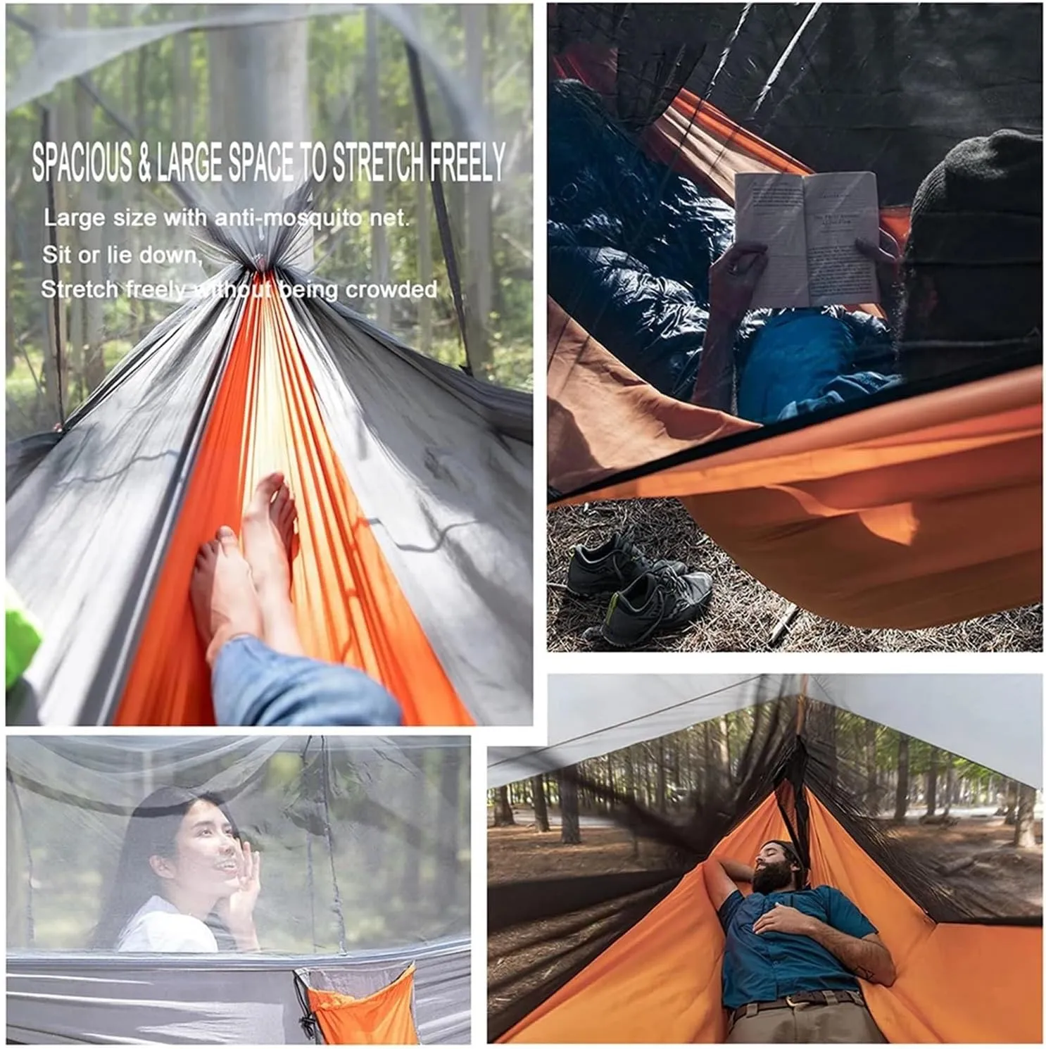 Camping Hammock Camping Hammock with Net Lightweight Double Hammock Portable Hammock for Indoor Outdoor Hiking Backpacking Travel Backyard Beach
