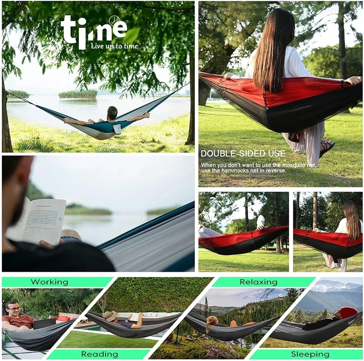 Camping Hammock Camping Hammock with Net Lightweight Double Hammock Portable Hammock for Indoor Outdoor Hiking Backpacking Travel Backyard Beach