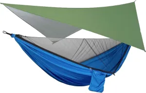 Camping Hammock Camping Hammock with Rain Fly Tarp and Mosquito Net Tent Tree Straps Portable Single Double Nylon Parachute Hammock for Travel