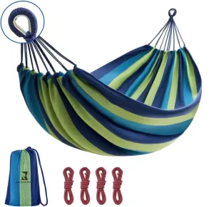 Camping Hammock Comfortable Fabric Hammocks with Tree Straps for Travel Patio Garden, Hanging Sturdy Indoor/Outdoor Hammock Up to 660lbs Portable Hammocks with Travel Bag (Blue)