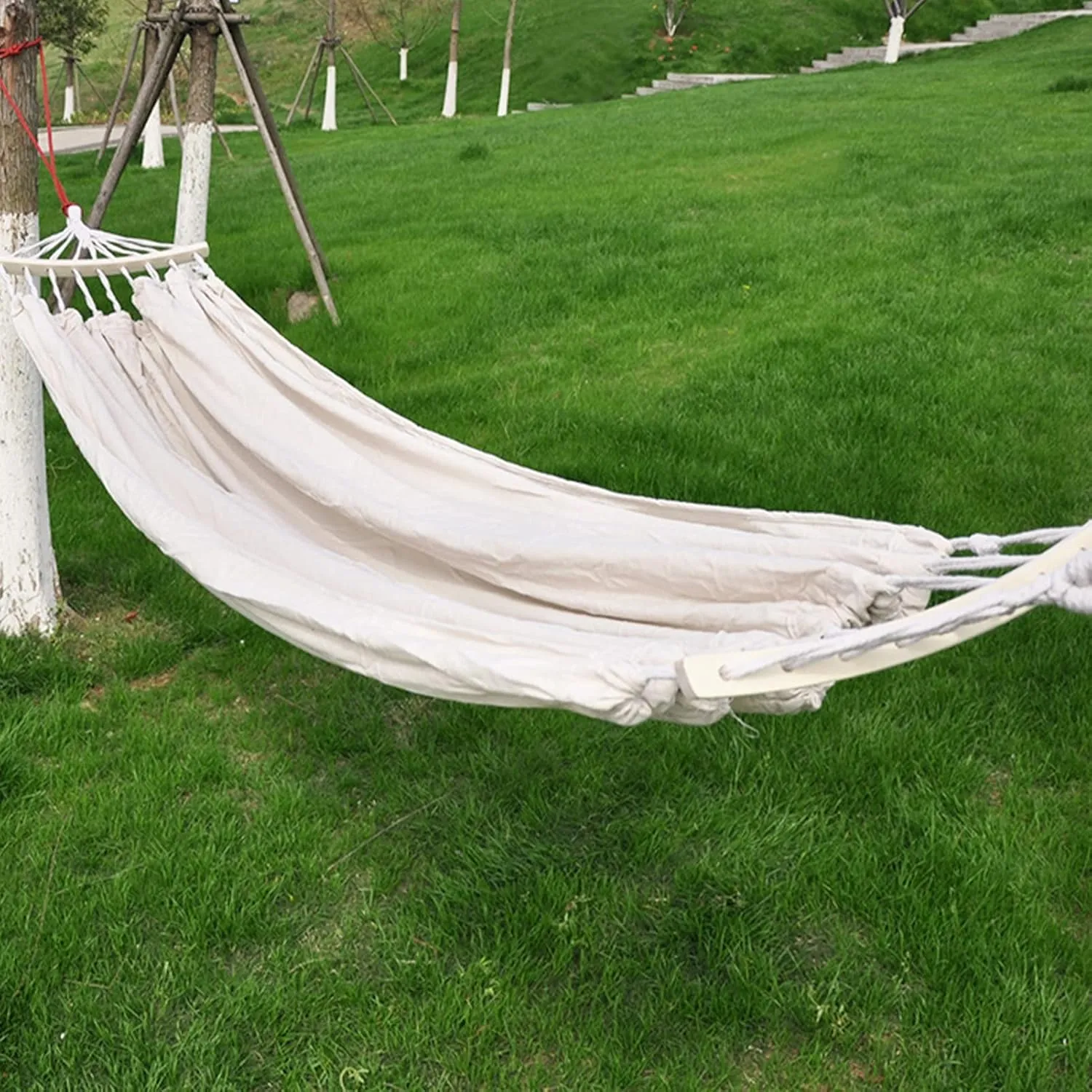 Camping Hammock Double & Single Portable Hammocks Camping Accessories for Outdoor, Indoor, Backpacking, Travel, Beach, Backyard, Patio, Hiking,White a,190x150cm