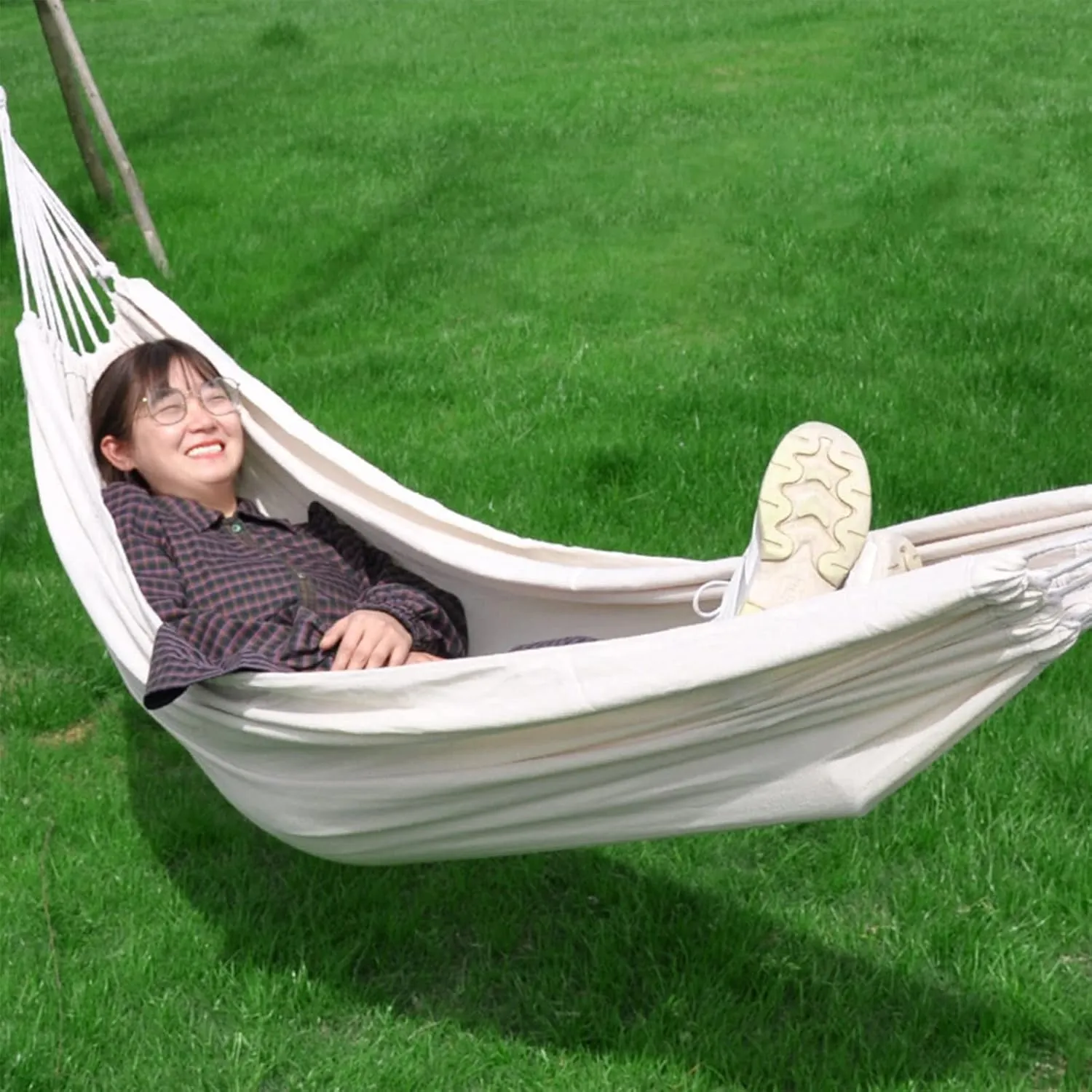Camping Hammock Double & Single Portable Hammocks Camping Accessories for Outdoor, Indoor, Backpacking, Travel, Beach, Backyard, Patio, Hiking,White a,190x150cm