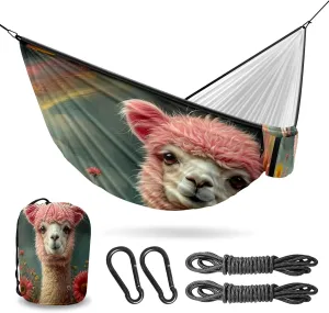 Camping Hammock Double & Single Portable Hammocks with 2 Tree Straps, Great for Hiking,Backpacking,Hunting,Outdoor,Beach,Camping, Alpaca (25)