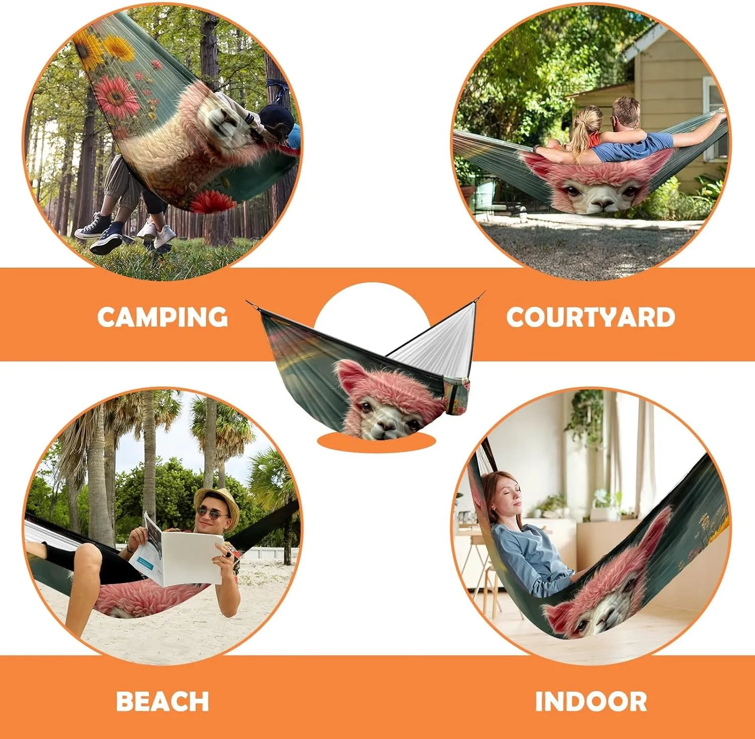 Camping Hammock Double & Single Portable Hammocks with 2 Tree Straps, Great for Hiking,Backpacking,Hunting,Outdoor,Beach,Camping, Alpaca (25)