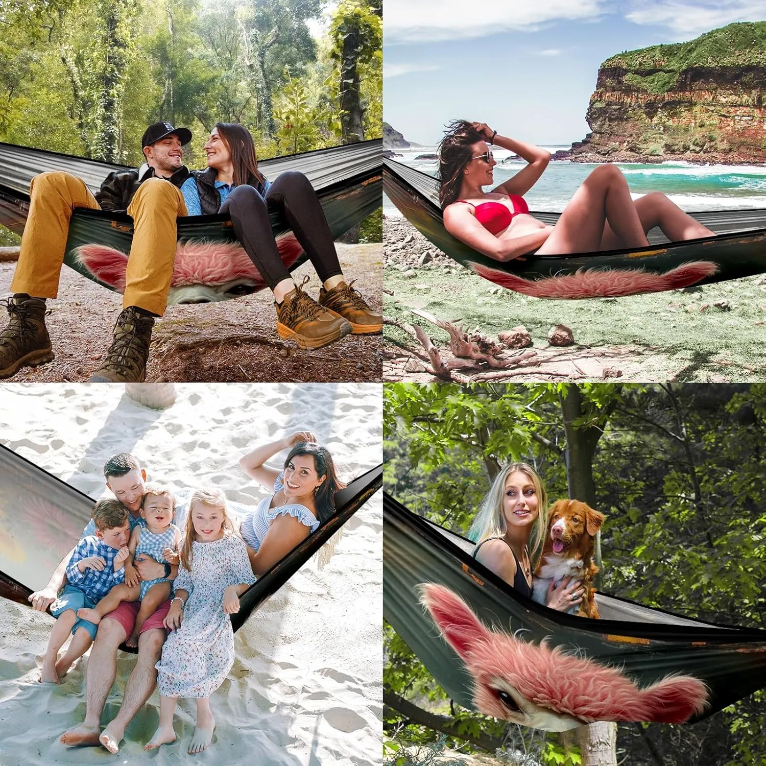Camping Hammock Double & Single Portable Hammocks with 2 Tree Straps, Great for Hiking,Backpacking,Hunting,Outdoor,Beach,Camping, Alpaca (25)