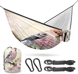 Camping Hammock Double & Single Portable Hammocks with 2 Tree Straps, Great for Hiking,Backpacking,Hunting,Outdoor,Beach,Camping, Bird (41)