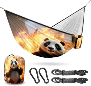 Camping Hammock Double & Single Portable Hammocks with 2 Tree Straps, Great for Hiking,Backpacking,Hunting,Outdoor,Beach,Camping, Panda (46)