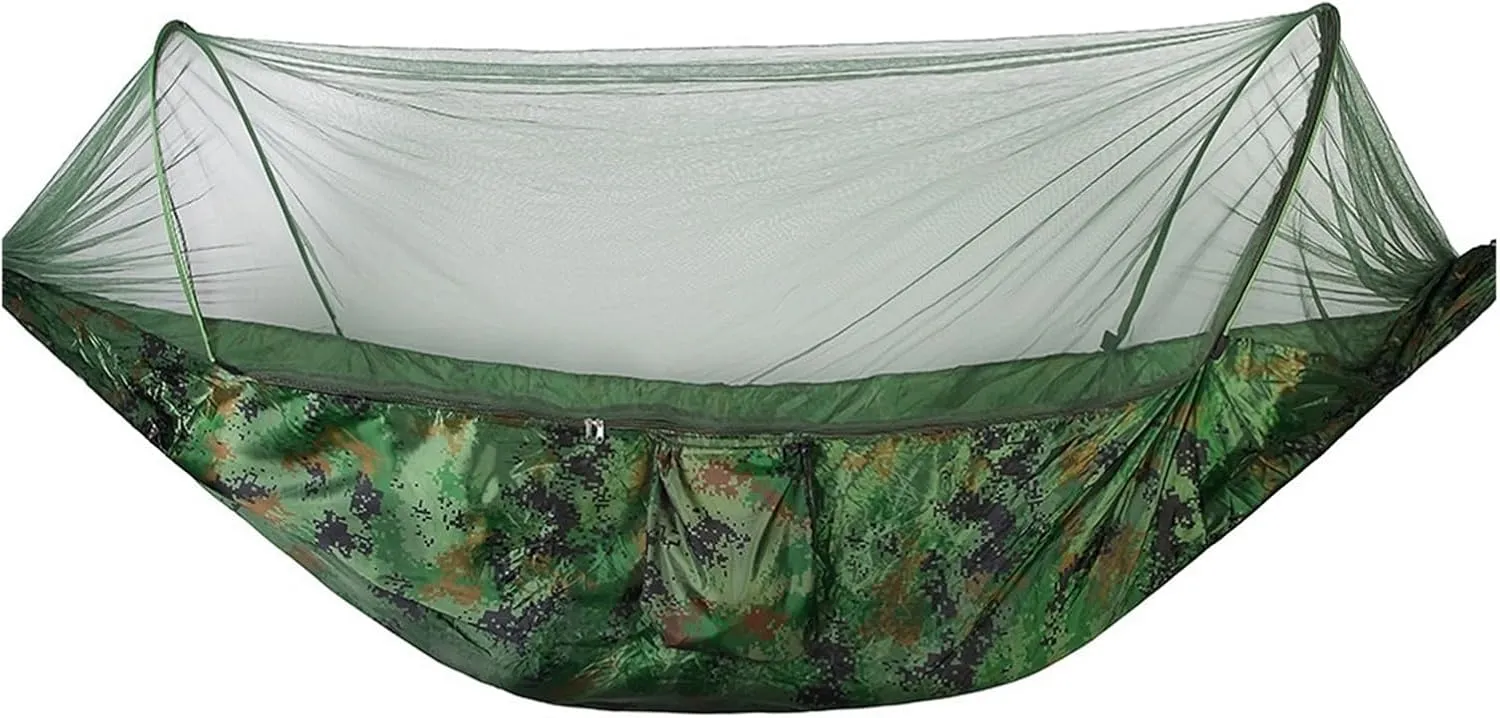 Camping Hammock Fully Automatic Quick Opening Hammock with Mosquito Net Single and Double Person Nylon Cloth Outdoor Camping Mosquito Prevention