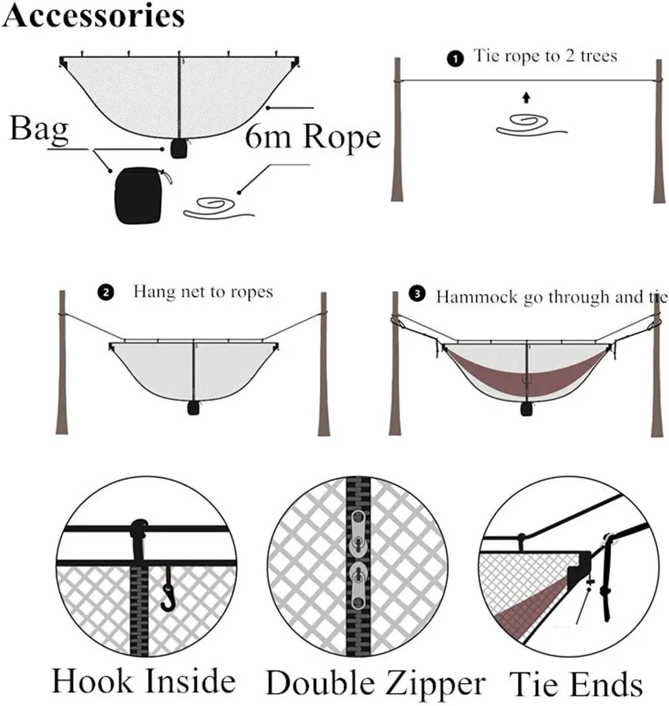 Camping Hammock Large Camping Hammock Bug Net Fits Hammocks Lightweight Hammock Netting Fast and Easy Set Up, Blue