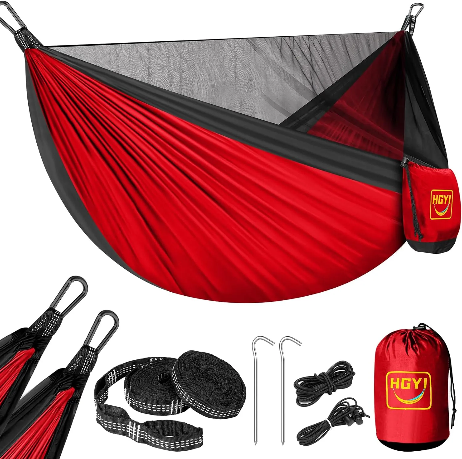 Camping Hammock Mosquito Net,Double & Single Portable Hammocks Hammocks with 2 Tree Straps,Hammock Tent for Travel Camping,Camping Accessories for Indoor Outdoor Hiking Backpacking Backyard Beach