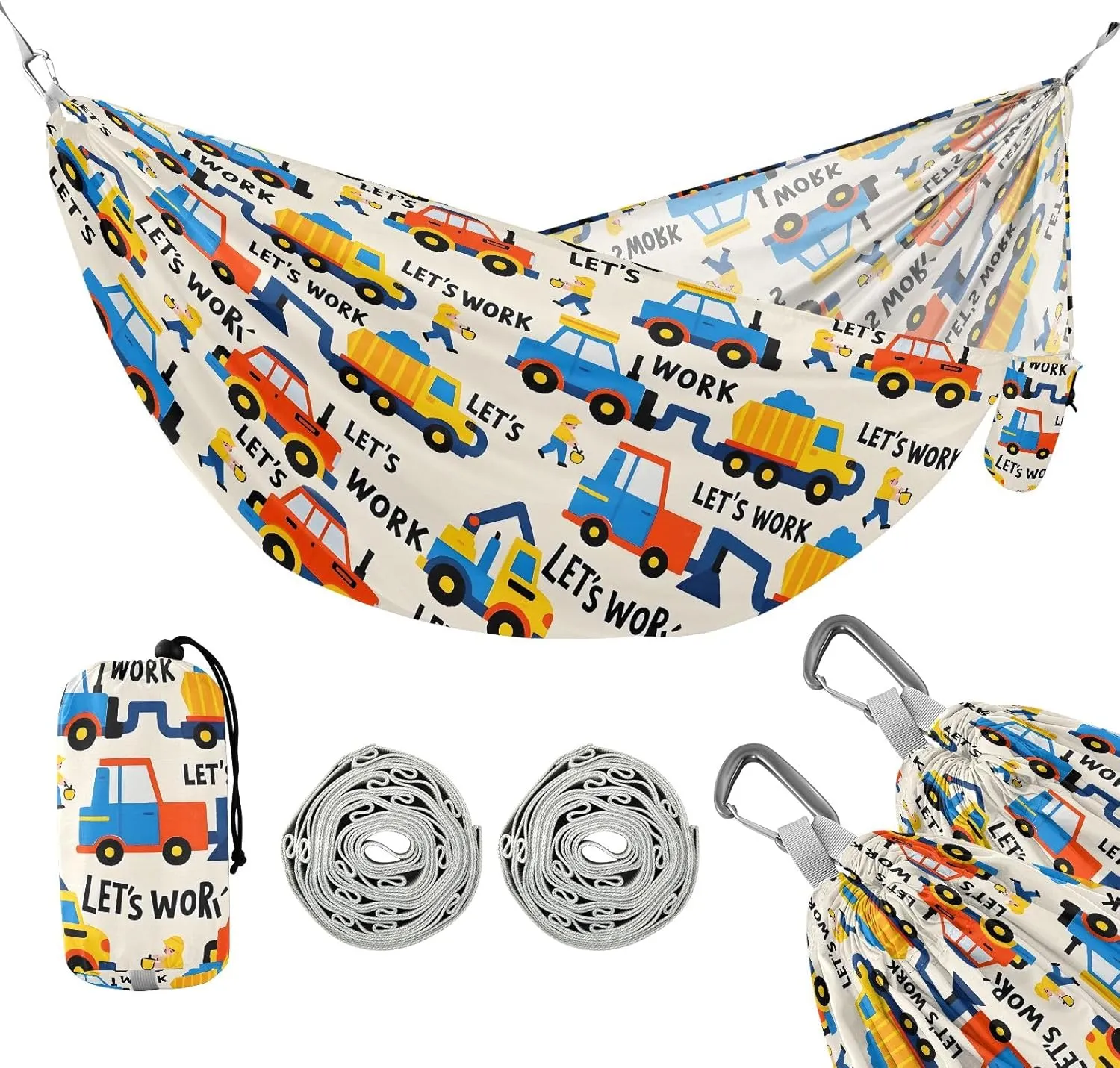Camping Hammock Outdoor Hammocks for Outside Cartoon Vehicle Beach Trees Portable Lightweight with Pockets Tree Straps Indoor