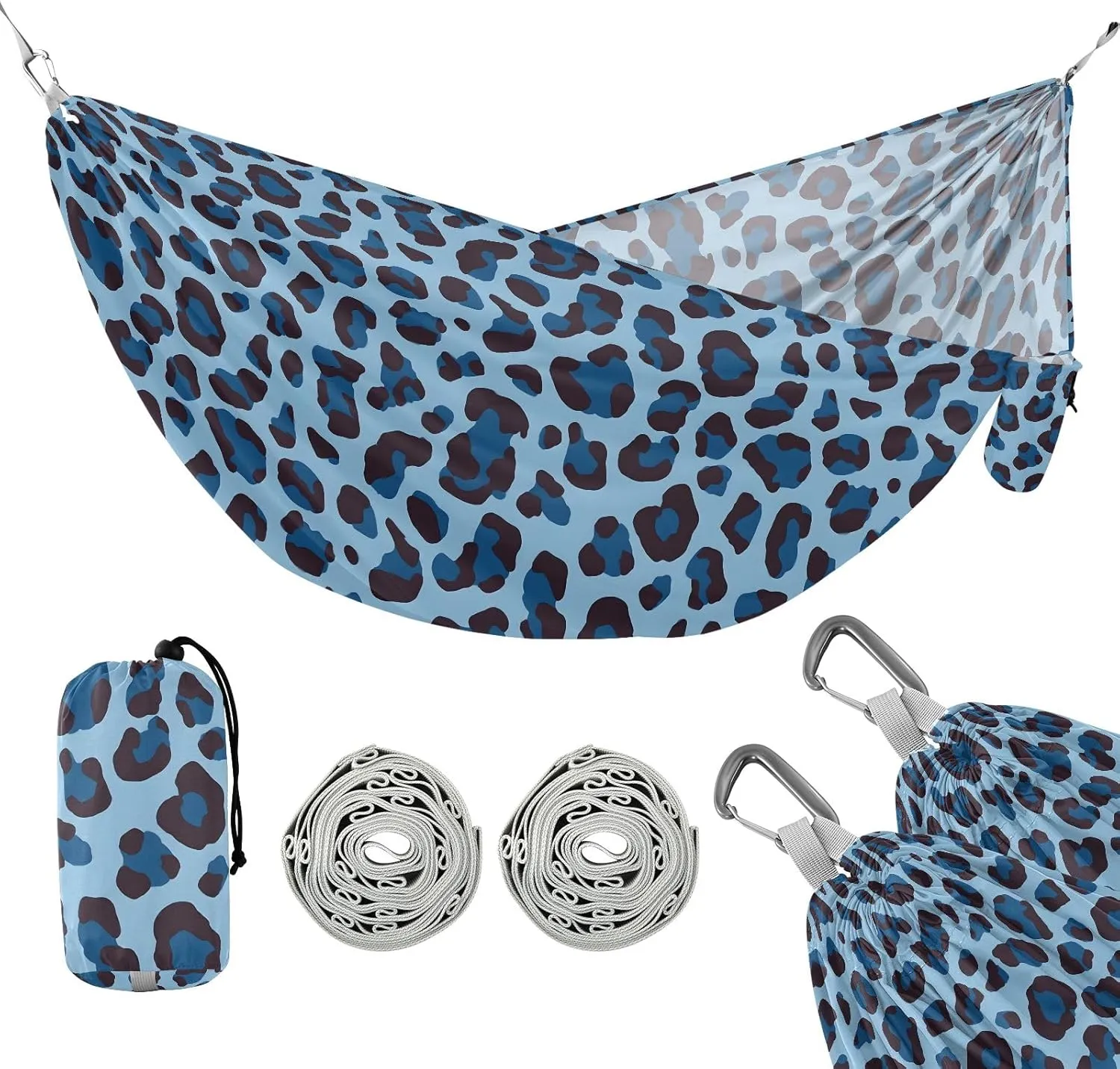 Camping Hammock Outdoor Hammocks for Outside Cheetah Aqua Leopard Beach Trees Portable Lightweight with Pockets Tree Straps Indoor