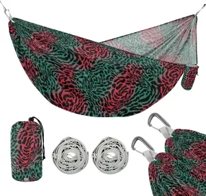 Camping Hammock Outdoor Hammocks for Outside Cheetah Leopard Green Red Beach Trees Portable Lightweight with Pockets Tree Straps Indoor